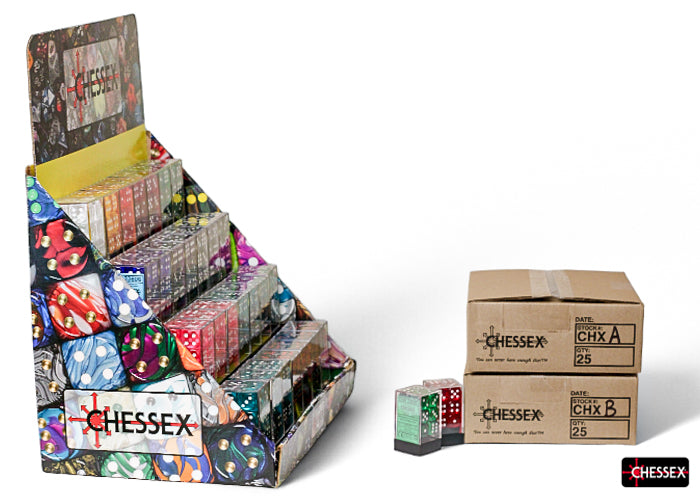 Chessex 23601 - Bloc De 12 Dés Translucides 16 Mm - D6 à Points Blancs - Idéal Jeux De Société