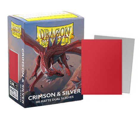 Dragon Shield Sleeve Matte Dual Standard Size 100pcs  - Crimson & Silver