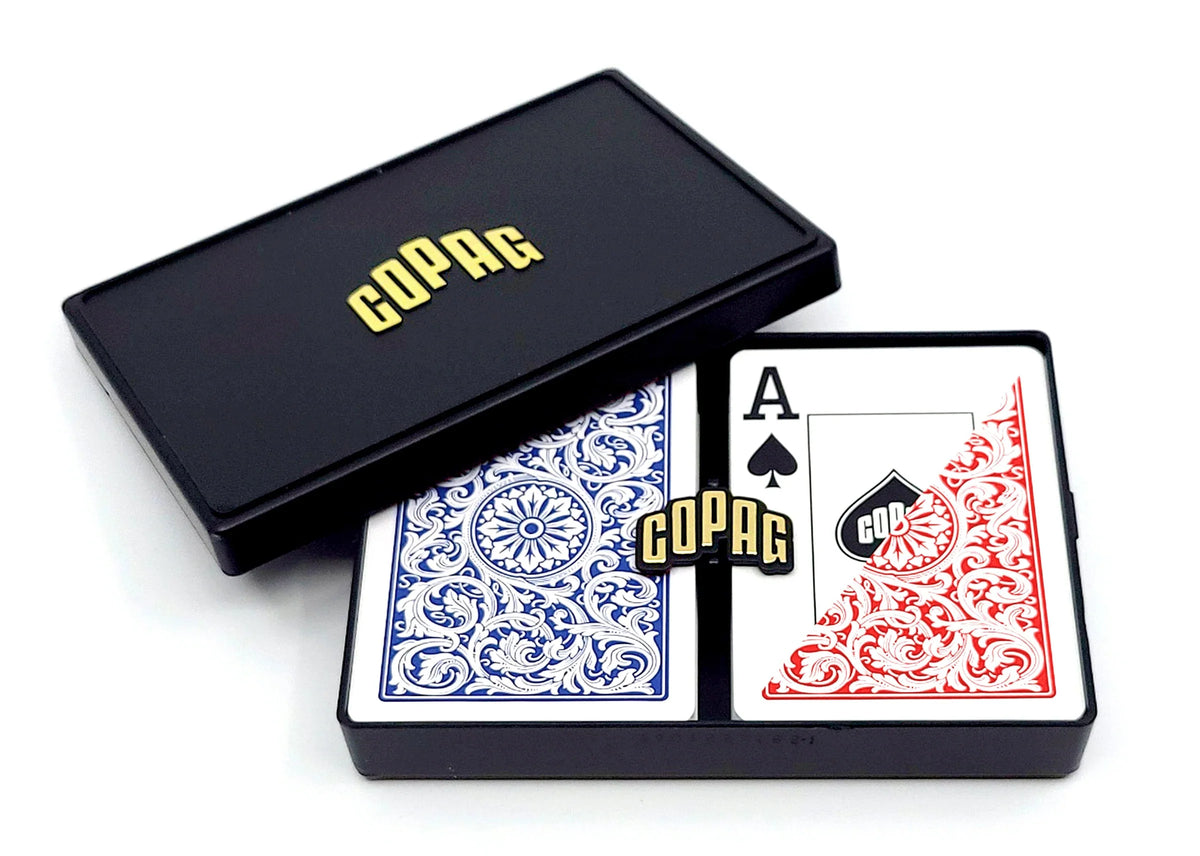 Copag 1546 100% Plastic Playing Cards - Poker Size Jumbo Index Double Deck Set-Blue/Red-Cartamundi-Ace Cards & Collectibles