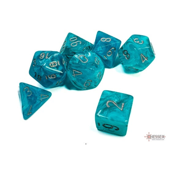 Chessex Dice Cirrus Polyhedral 7-Dice Set-Aqua/Silver-Chessex-Ace Cards &amp; Collectibles