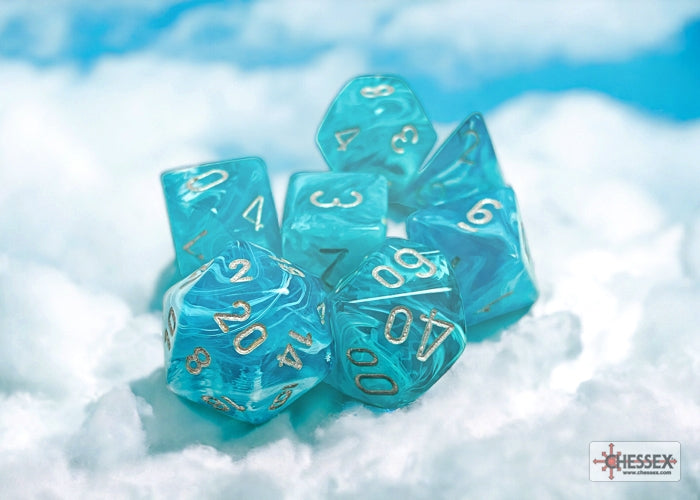 Chessex Dice Cirrus Polyhedral 7-Dice Set-Aqua/Silver-Chessex-Ace Cards &amp; Collectibles