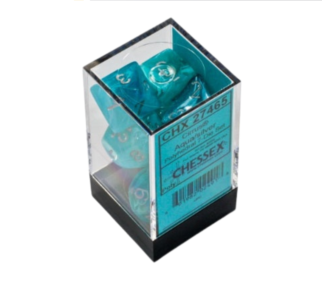 Chessex Dice Cirrus Polyhedral 7-Dice Set-Aqua/Silver-Chessex-Ace Cards &amp; Collectibles