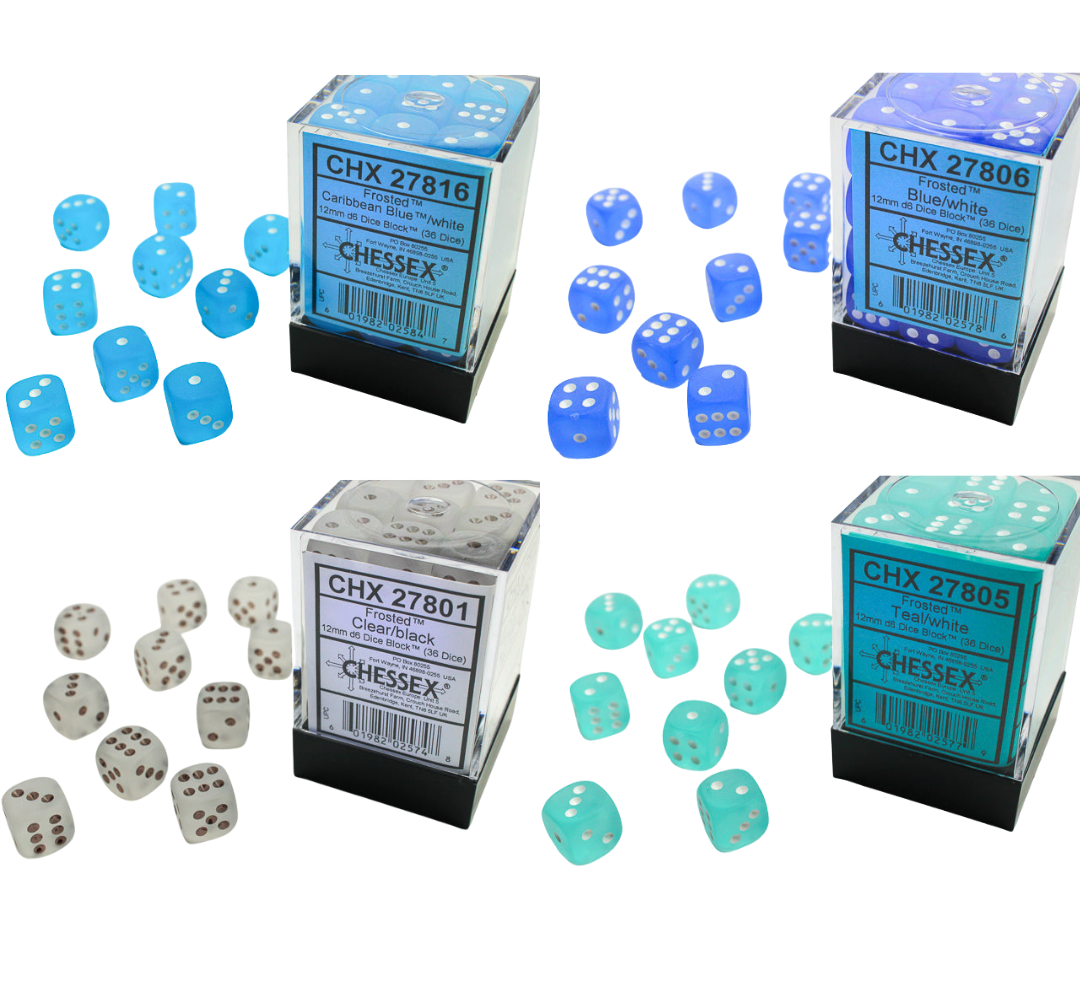 Chessex Dice Frosted Polyhedral 12mm D6 Dice Set-Teal/White-Chessex-Ace Cards & Collectibles