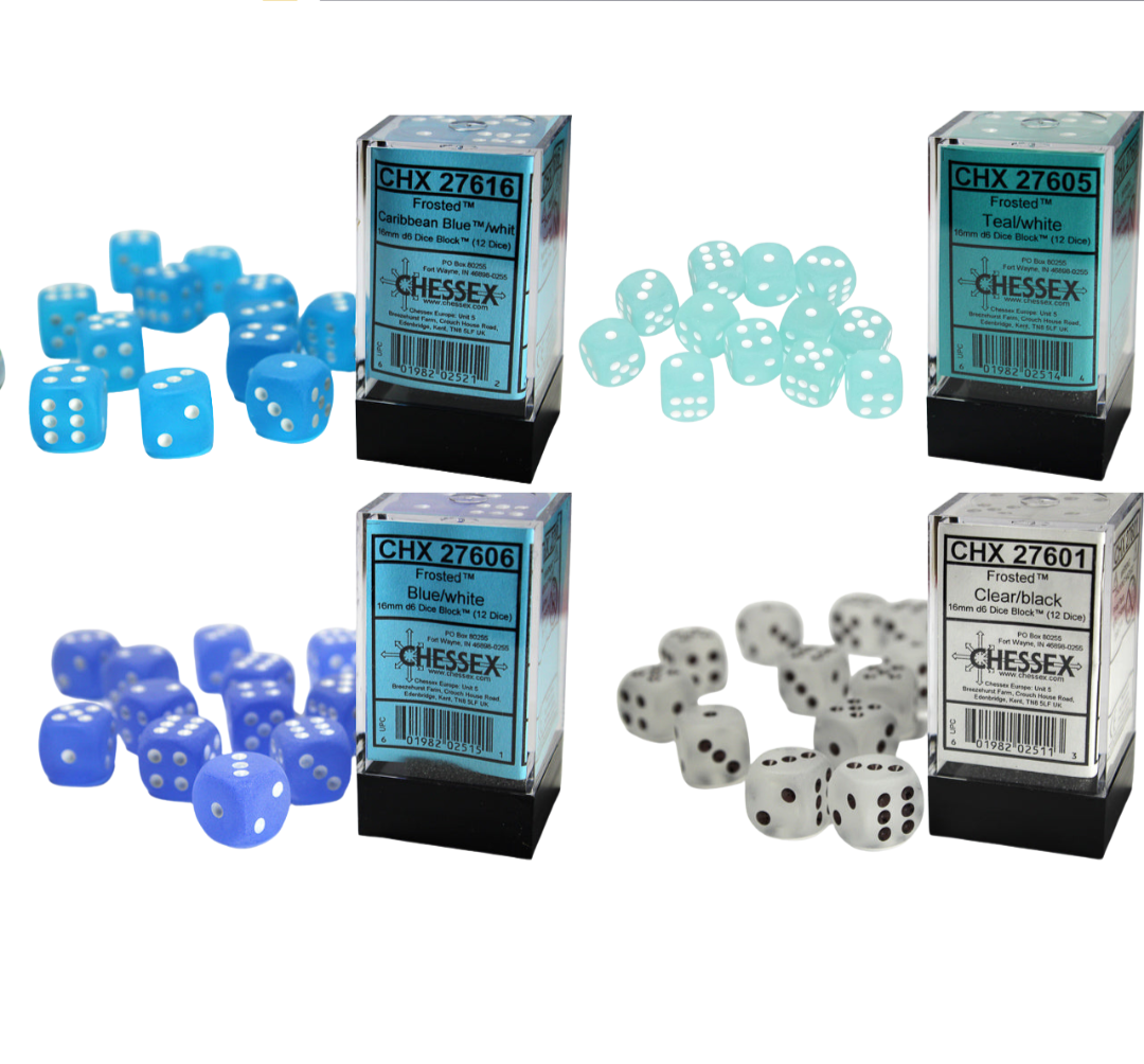 Chessex Dice Frosted Polyhedral 16mm D6 Dice Set-Teal/White-Chessex-Ace Cards & Collectibles