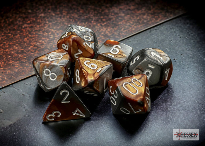 Chessex Dice Gemini Polyhedral 7-Dice Set-Black-Starlight/Red-Chessex-Ace Cards &amp; Collectibles