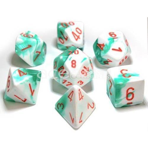 Chessex Dice Gemini Polyhedral 7-Dice Set-Black-Starlight/Red-Chessex-Ace Cards &amp; Collectibles