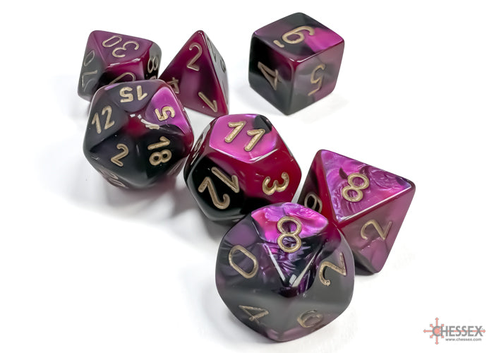 Chessex Dice Gemini Polyhedral 7-Dice Set-Black-Starlight/Red-Chessex-Ace Cards &amp; Collectibles