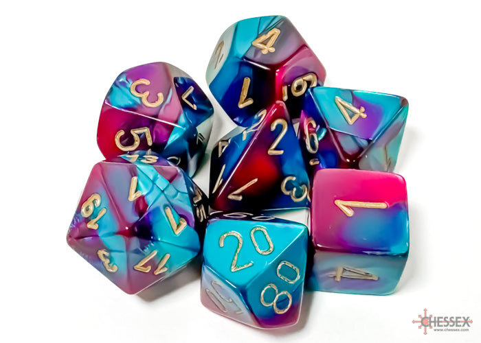 Chessex Dice Gemini Polyhedral 7-Dice Set-Black-Starlight/Red-Chessex-Ace Cards &amp; Collectibles