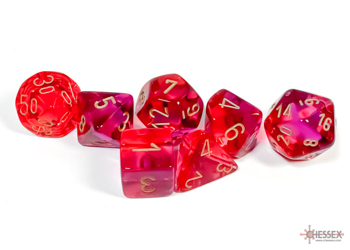 Chessex Dice Gemini Polyhedral 7-Dice Set-Black-Starlight/Red-Chessex-Ace Cards &amp; Collectibles