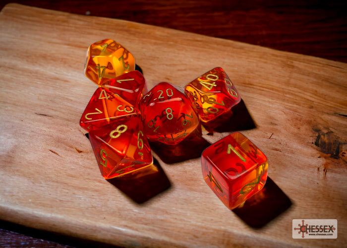 Chessex Dice Gemini Polyhedral 7-Dice Set-Black-Starlight/Red-Chessex-Ace Cards &amp; Collectibles