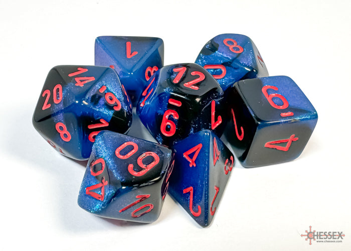 Chessex Dice Gemini Polyhedral 7-Dice Set-Black-Starlight/Red-Chessex-Ace Cards &amp; Collectibles