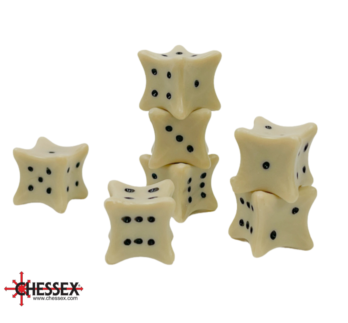 Chessex Dice Ivory/black 18mm D6 Dice Set-Chessex-Ace Cards & Collectibles