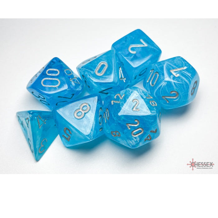 Chessex Dice Luminary Polyhedral 7-Dice Set-Sky/Silver-Chessex-Ace Cards & Collectibles