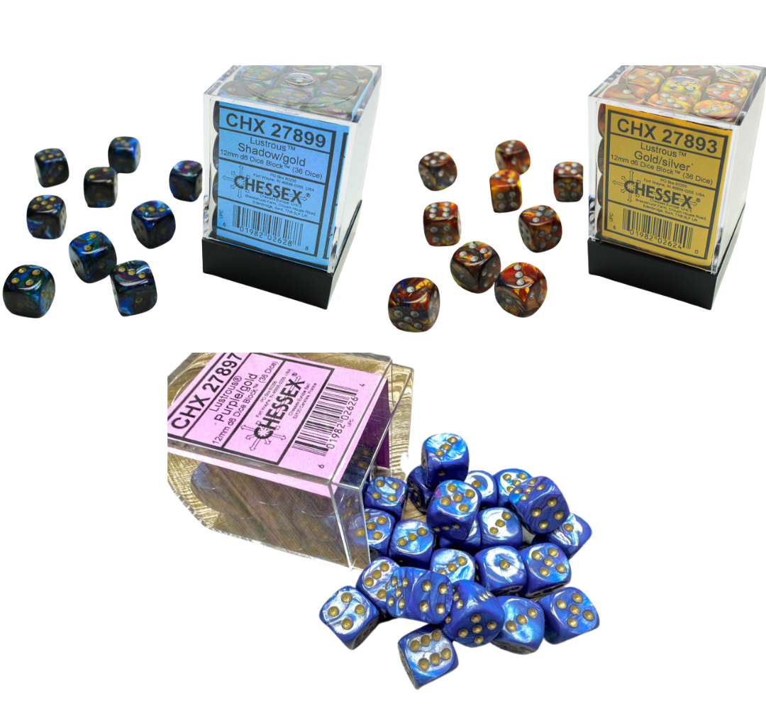 Chessex Dice Lustrous Polyhedral 12mm D6 Dice Set-Gold/Silver-Chessex-Ace Cards & Collectibles