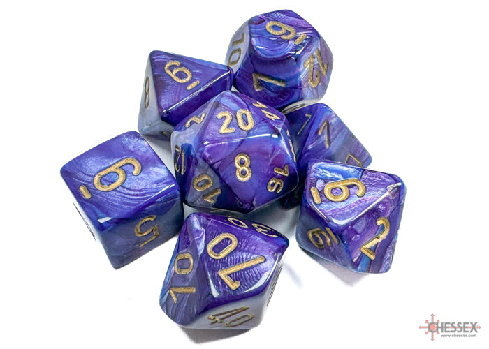 Chessex Dice Lustrous Polyhedral 7-Dice Set-Gold/Silver-Chessex-Ace Cards &amp; Collectibles