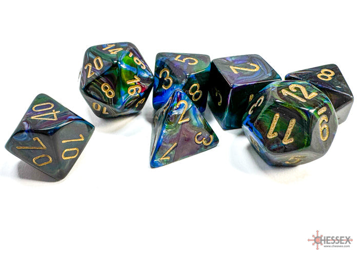 Chessex Dice Lustrous Polyhedral 7-Dice Set-Gold/Silver-Chessex-Ace Cards &amp; Collectibles