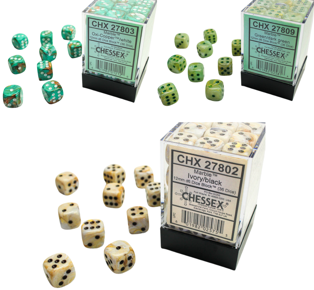 Chessex Dice Marble Polyhedral 12mm D6 Dice Set-Green/Dark Green-Chessex-Ace Cards & Collectibles