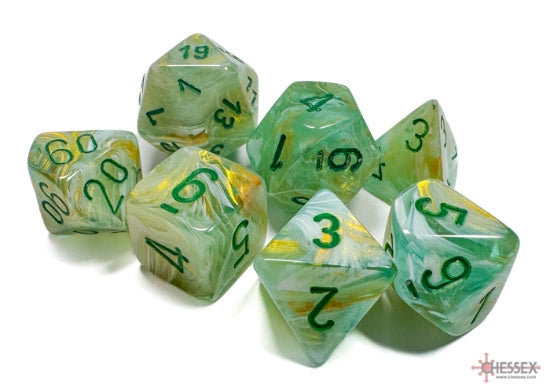 Chessex Dice Marble Polyhedral 7-Dice Set-Green/Dark Green-Chessex-Ace Cards &amp; Collectibles