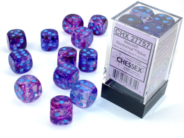 Chessex Dice Nebula Polyhedral 16mm D6 Dice Set-Nocturnal/Blue Luminary-Chessex-Ace Cards &amp; Collectibles