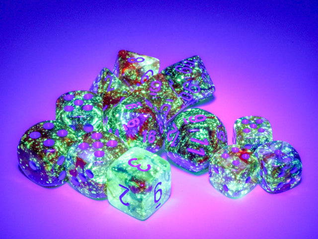 Chessex Dice Nebula Polyhedral 16mm D6 Dice Set-Wisteria/white Luminary-Chessex-Ace Cards &amp; Collectibles