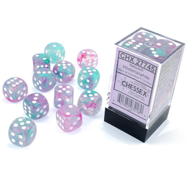 Chessex Dice Nebula Polyhedral 16mm D6 Dice Set-Wisteria/white Luminary-Chessex-Ace Cards &amp; Collectibles