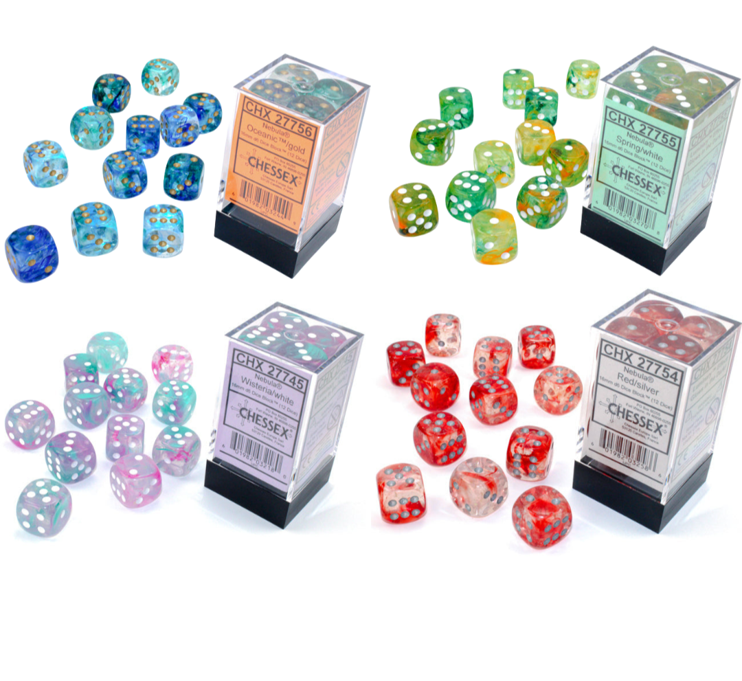 Chessex Dice Nebula Polyhedral 16mm D6 Dice Set-Wisteria/white Luminary-Chessex-Ace Cards &amp; Collectibles