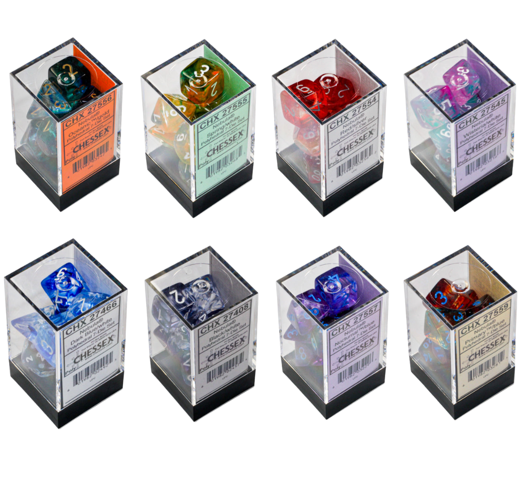 Chessex Dice Nebula Polyhedral 7-Dice Set-Wisteria/White Luminary-Chessex-Ace Cards & Collectibles