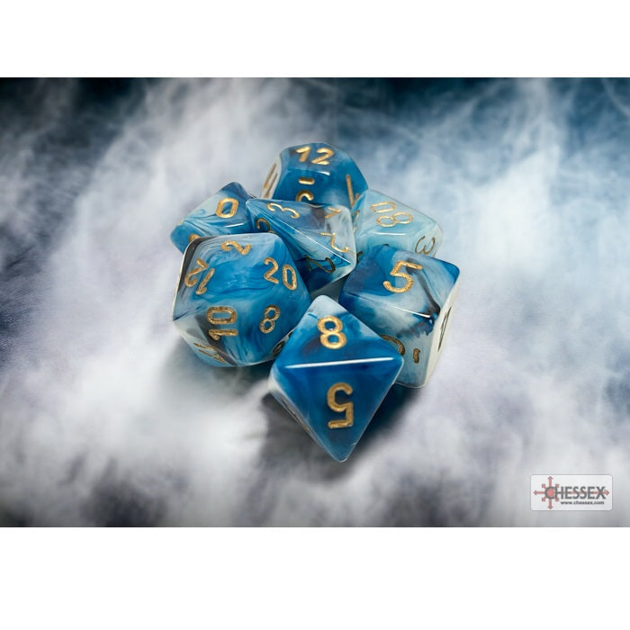 Chessex Dice Phantom Polyhedral 7-Dice Set-Teal/Gold-Chessex-Ace Cards & Collectibles