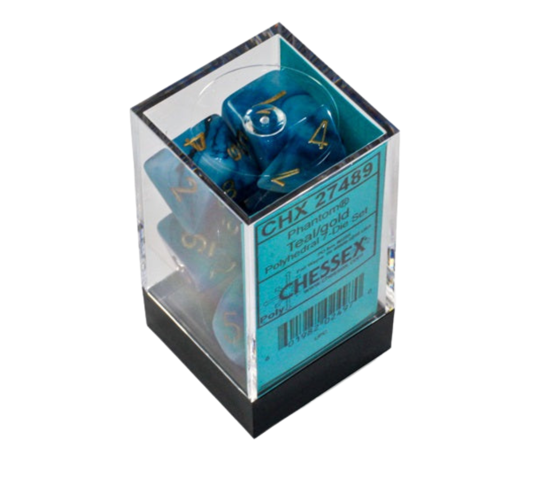 Chessex Dice Phantom Polyhedral 7-Dice Set-Teal/Gold-Chessex-Ace Cards & Collectibles