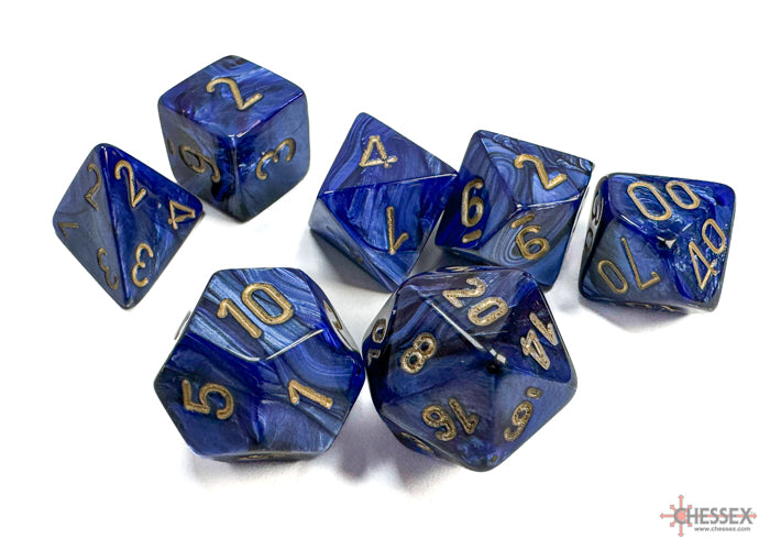 Chessex Dice Scarab Polyhedral 7-Dice Set-Royal Blue/Gold-Chessex-Ace Cards &amp; Collectibles