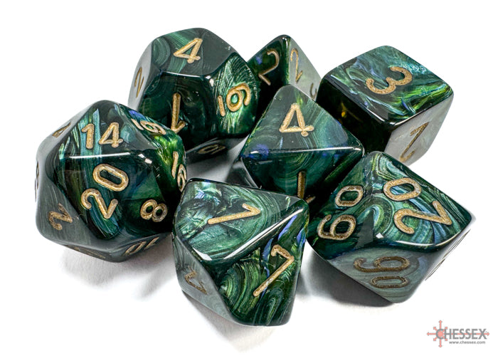 Chessex Dice Scarab Polyhedral 7-Dice Set-Royal Blue/Gold-Chessex-Ace Cards &amp; Collectibles