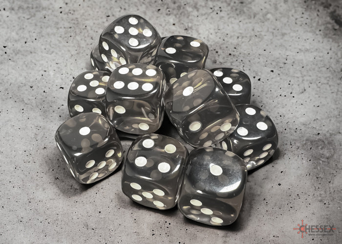 Chessex Dice Translucent Polyhedral 16mm D6 Dice Blocks-Clear/White-Chessex-Ace Cards &amp; Collectibles