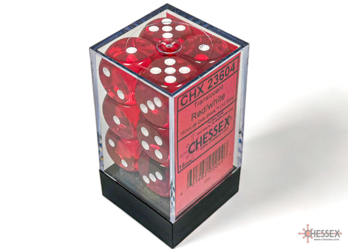 Chessex Dice Translucent Polyhedral 16mm D6 Dice Blocks-Red/White-Chessex-Ace Cards &amp; Collectibles