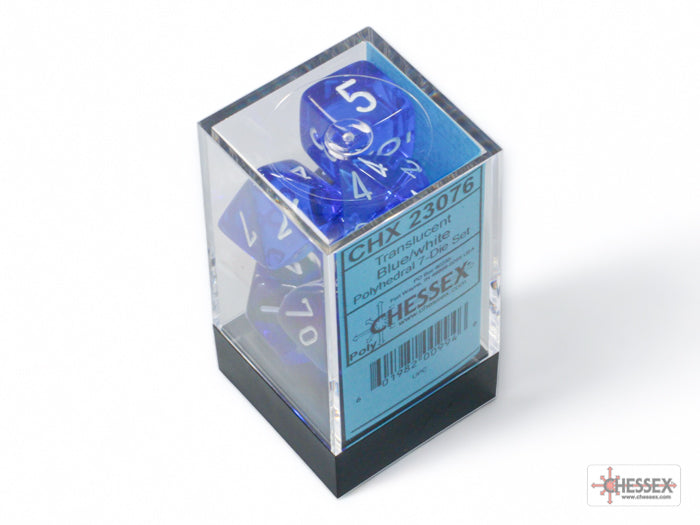 Chessex Dice Translucent Polyhedral 7-Dice Set-Blue/White-Chessex-Ace Cards &amp; Collectibles