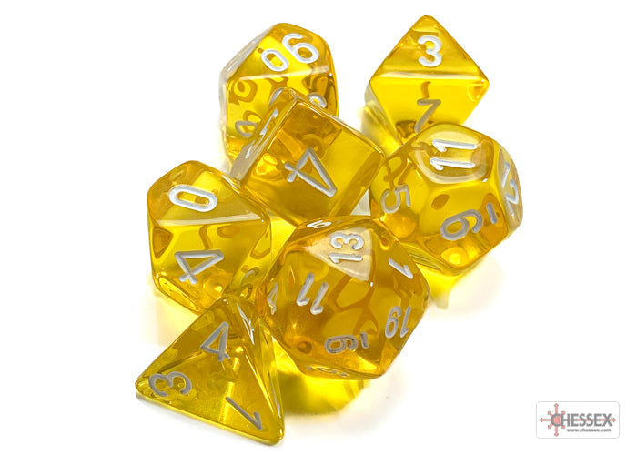 Chessex Dice Translucent Polyhedral 7-Dice Set-Crimson/Gold-Chessex-Ace Cards &amp; Collectibles