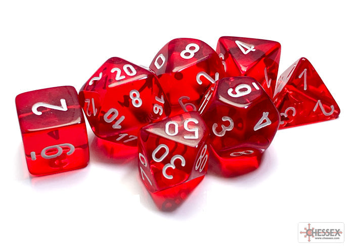 Chessex Dice Translucent Polyhedral 7-Dice Set-Crimson/Gold-Chessex-Ace Cards &amp; Collectibles