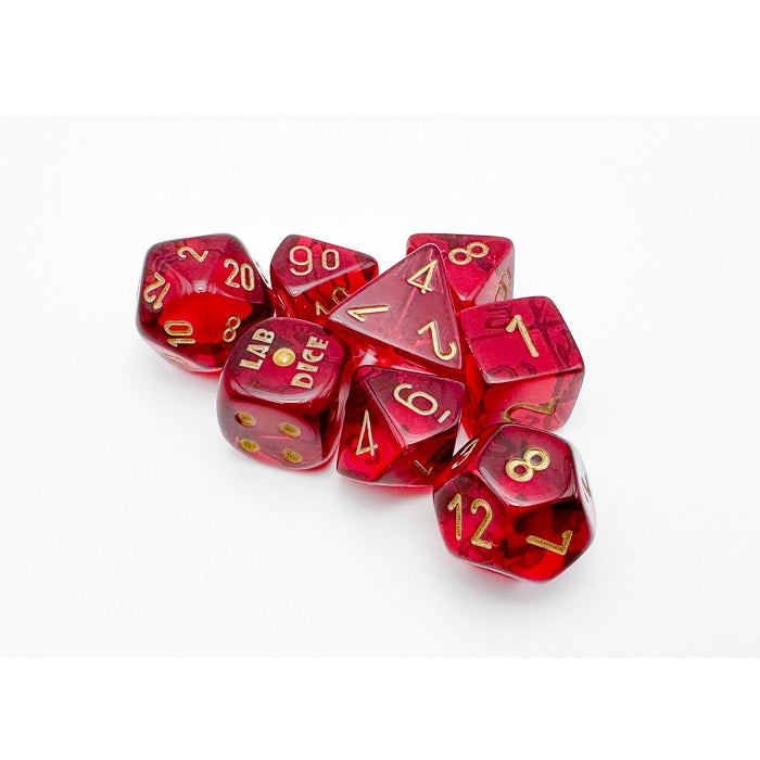 Chessex Dice Translucent Polyhedral 7-Dice Set-Crimson/Gold-Chessex-Ace Cards &amp; Collectibles