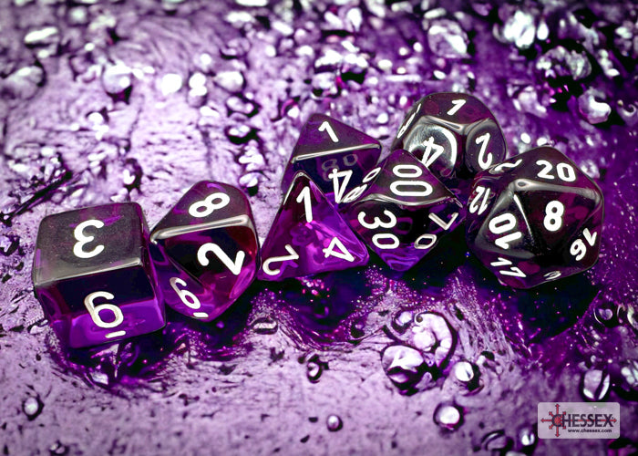 Chessex Dice Translucent Polyhedral 7-Dice Set-Crimson/Gold-Chessex-Ace Cards &amp; Collectibles