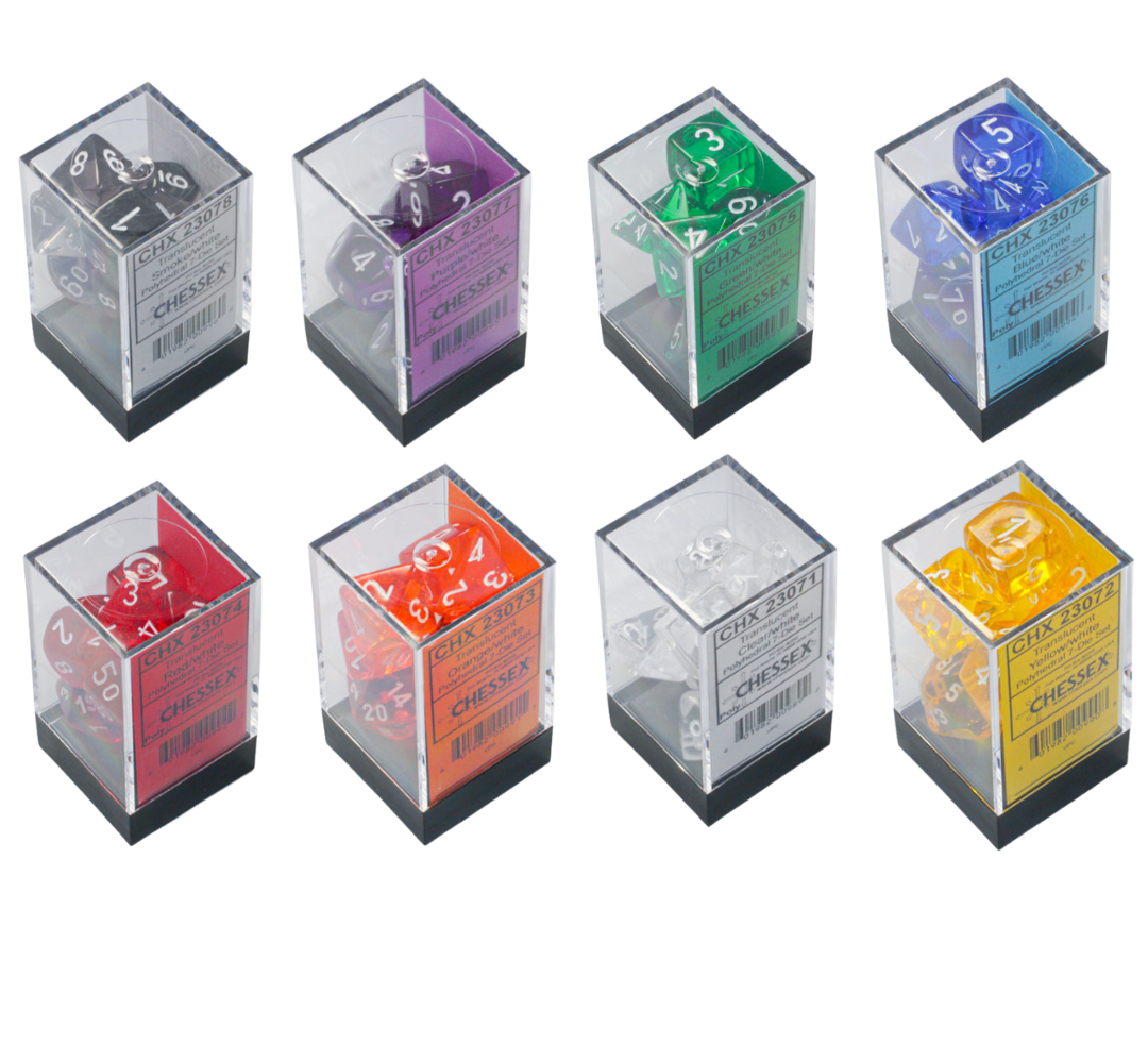 Chessex Dice Translucent Polyhedral 7-Dice Set-Crimson/Gold-Chessex-Ace Cards &amp; Collectibles