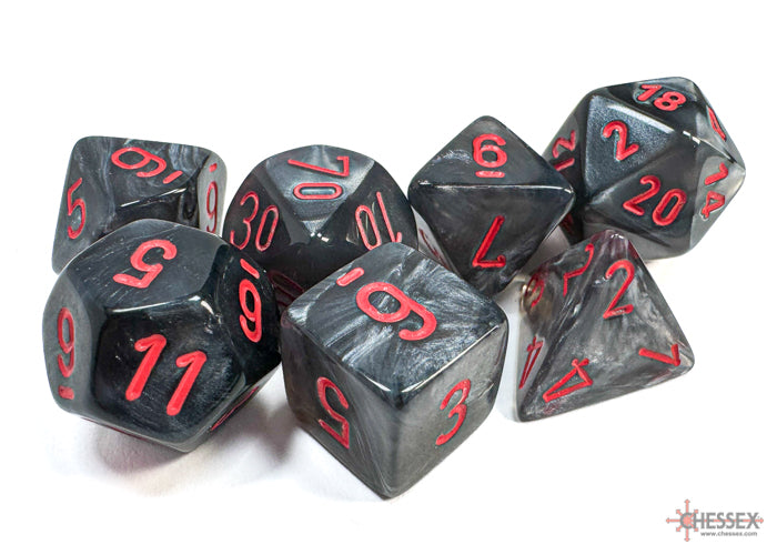 Chessex Dice Velvet Polyhedral 7-Dice Set-Black/Red-Chessex-Ace Cards &amp; Collectibles