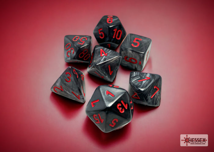 Chessex Dice Velvet Polyhedral 7-Dice Set-Black/Red-Chessex-Ace Cards &amp; Collectibles