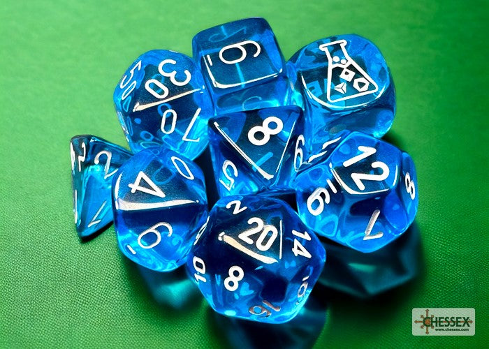 Chessex Lab Dice 7 Polyhedral Dice Set-Tropical Blue/White-Chessex-Ace Cards & Collectibles