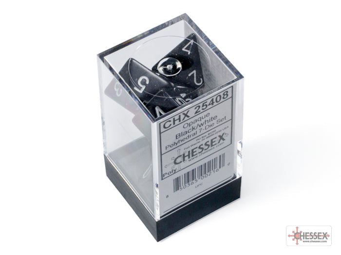 Chessex Dice Opaque Polyhedral 7-Dice Set-Black/White-Chessex-Ace Cards & Collectibles