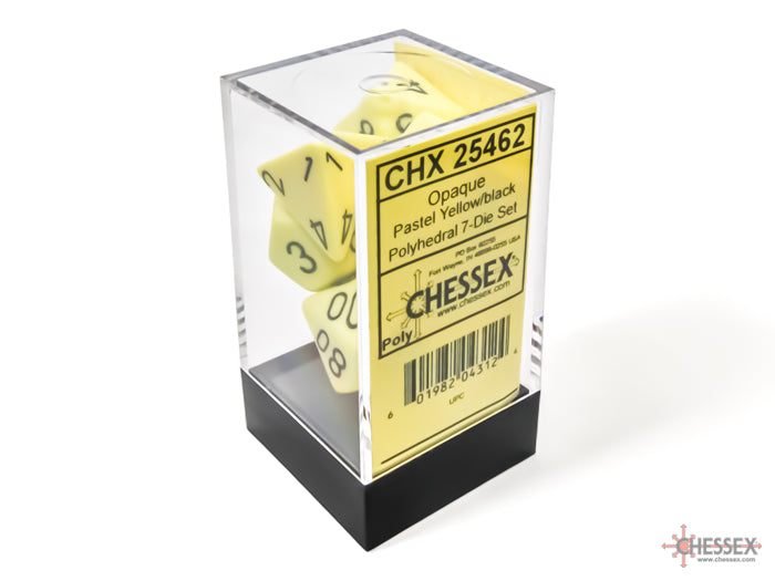 Chessex Dice Opaque Polyhedral 7-Dice Set-Pastel Yellow/Black-Chessex-Ace Cards & Collectibles