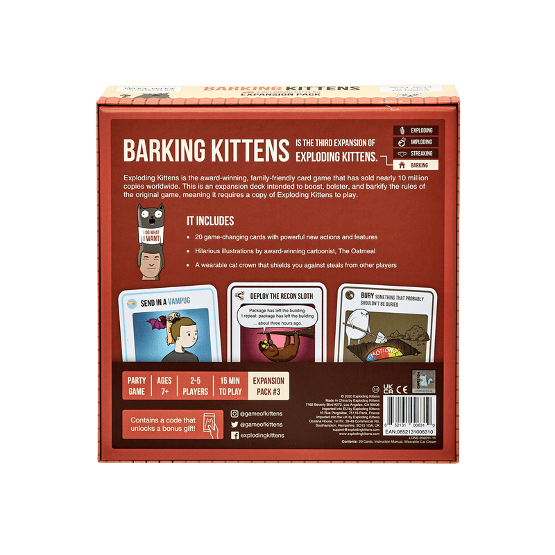 Exploding Kittens Board Game Barking Kittens: Expansion EN