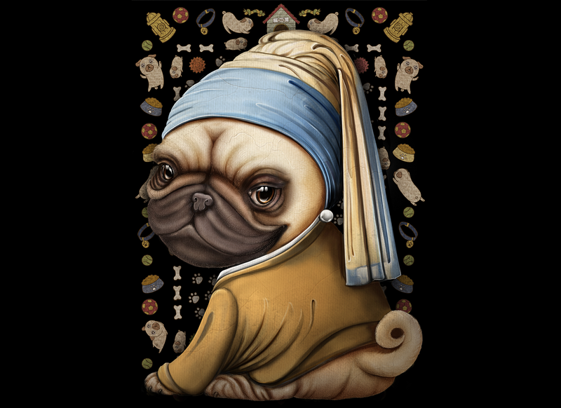 EXPLODING KITTENS 1000 Piece Puzzle PUG WITH A PEARL EARRING (PPUG-1K-6) EN
