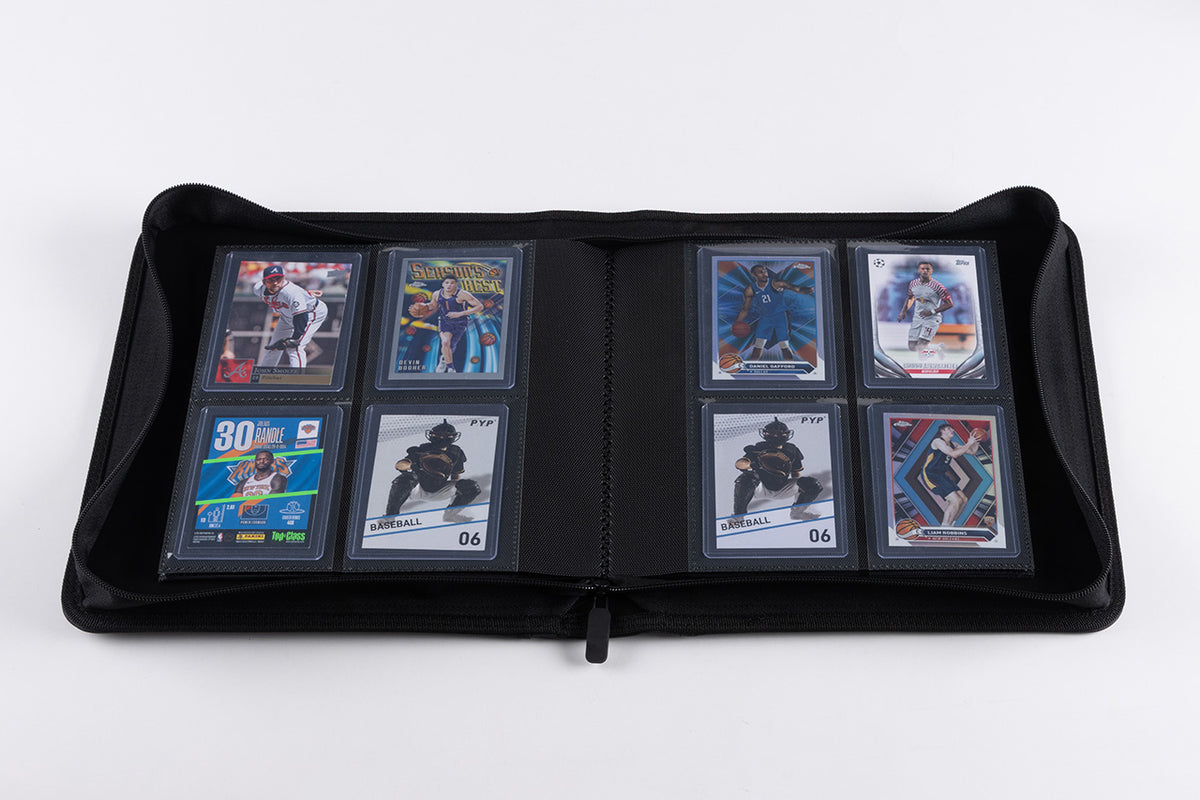 PYP Zip Folio 4-Pocket Toploader PU Leather Card Binder