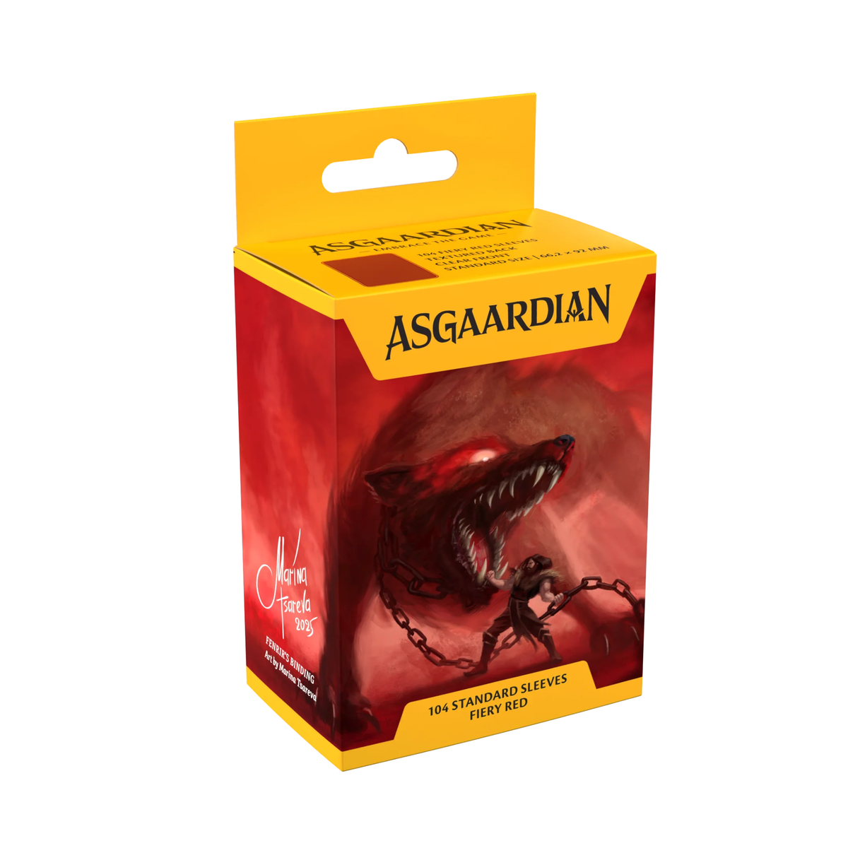 Asgaardian Matte Standard Sleeves – FENRIR AND TYR THE SACRIFICE “Fiery Red” (104pcs)