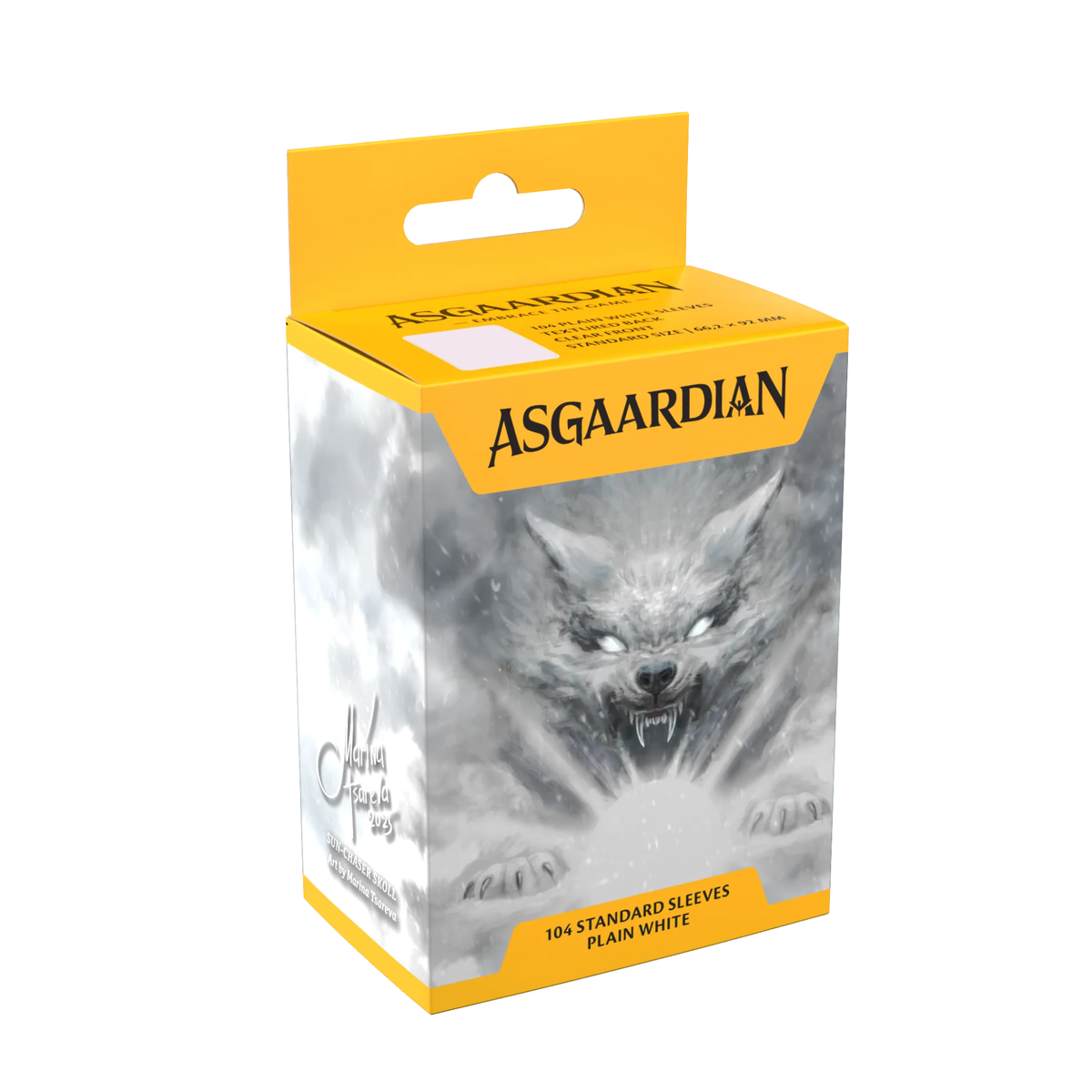 Asgaardian Matte Standard Sleeves – SUN-CHASER SKOLL “Plain White” (104pcs)