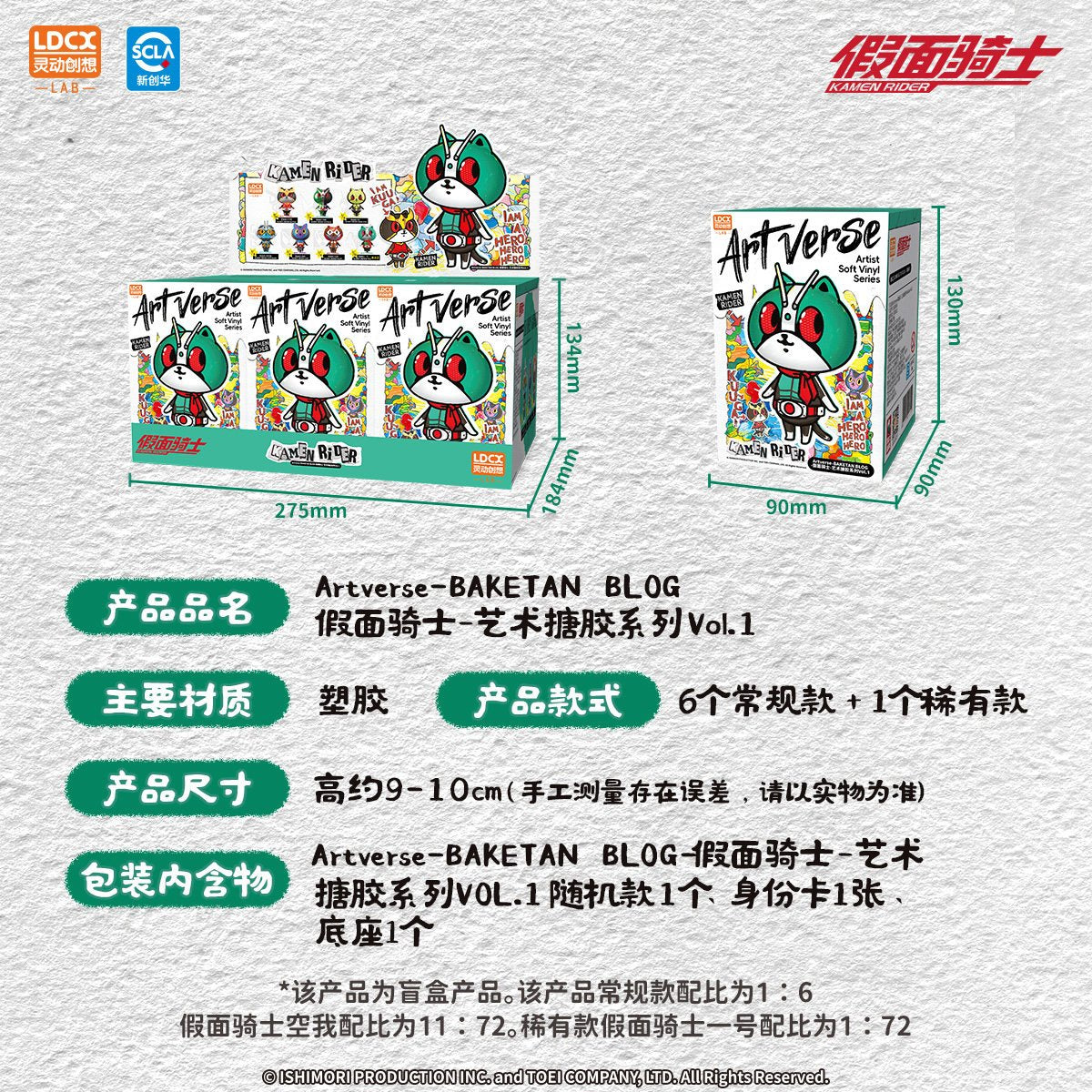 LDCX x Artverse BAKETAN BLOG Kamen Rider Art Sofubi Series Vol.1-Single Box (Random)-LDCX LAB-Ace Cards & Collectibles